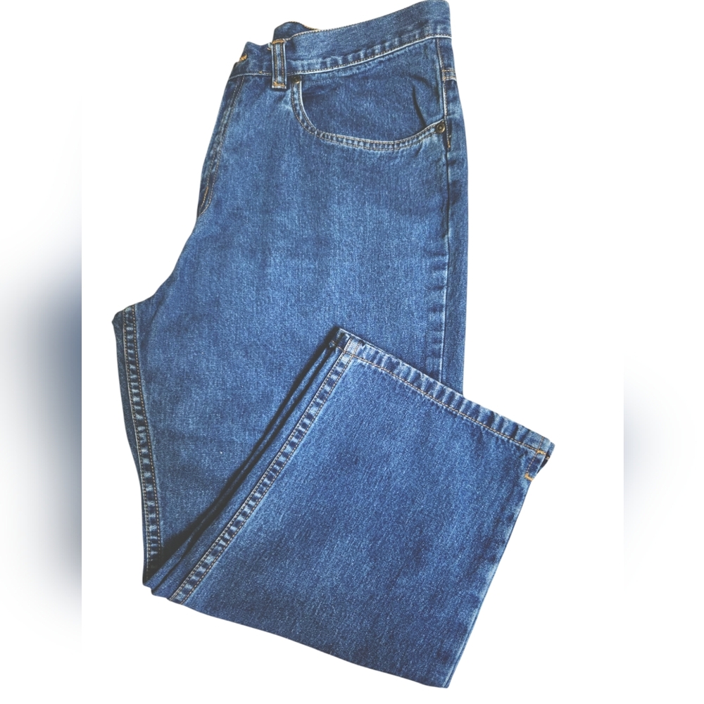 LL Bean Relaxed Fit Medium Wash Cropped Ankle Jeans Classic Style High Rise